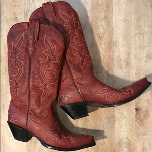 Women’s Red Leather Corral Cowboy Boots